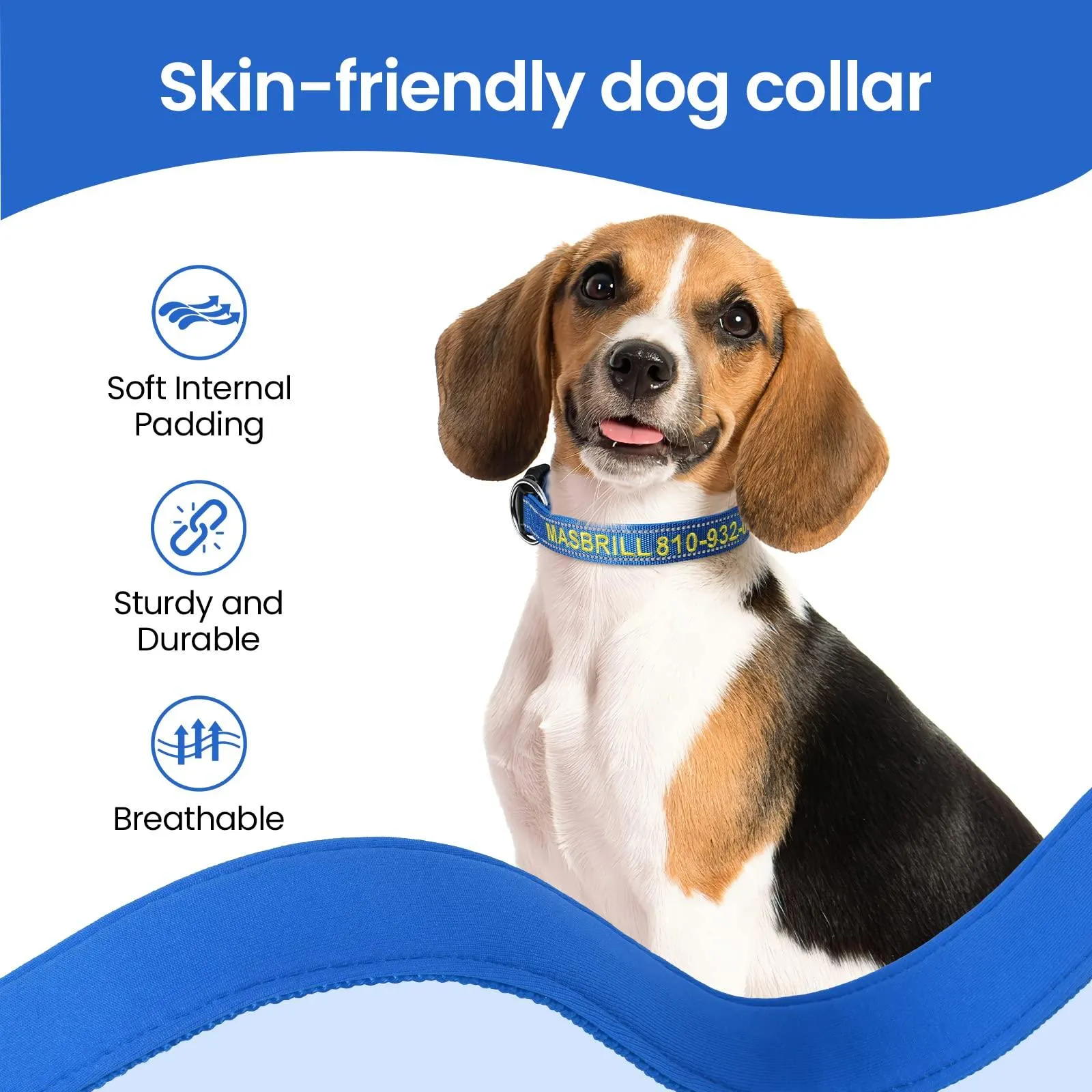 MASBRILL Custom Reflective Dog Collar