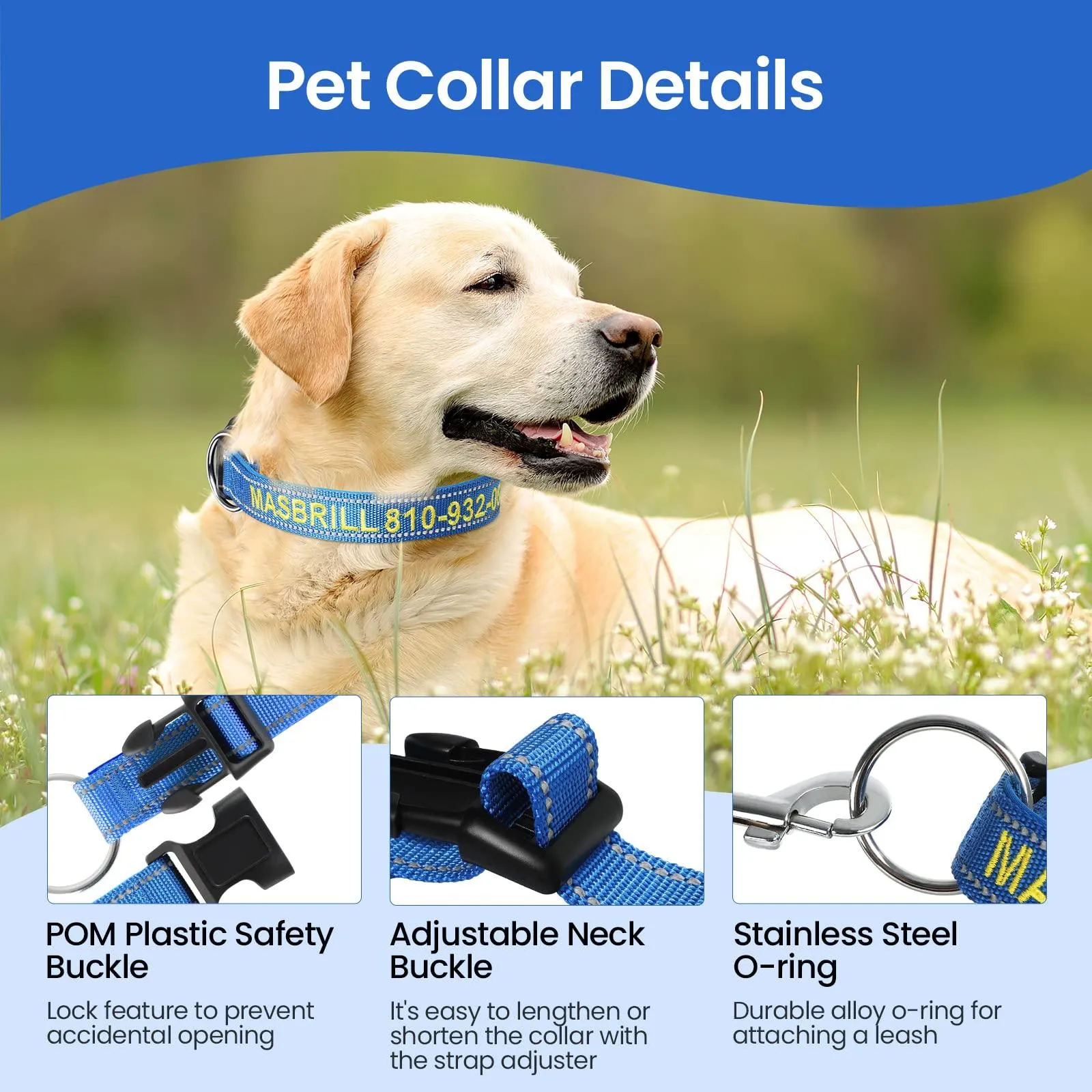 MASBRILL Custom Reflective Dog Collar