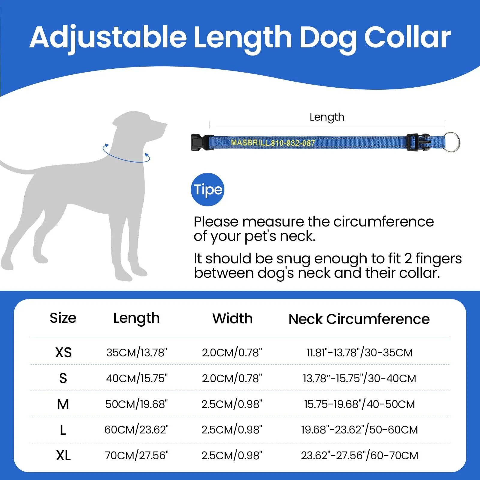 MASBRILL Custom Reflective Dog Collar