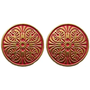 Matte Gold & Pink Color Engraved Designer 1 Hole Metal Buttons