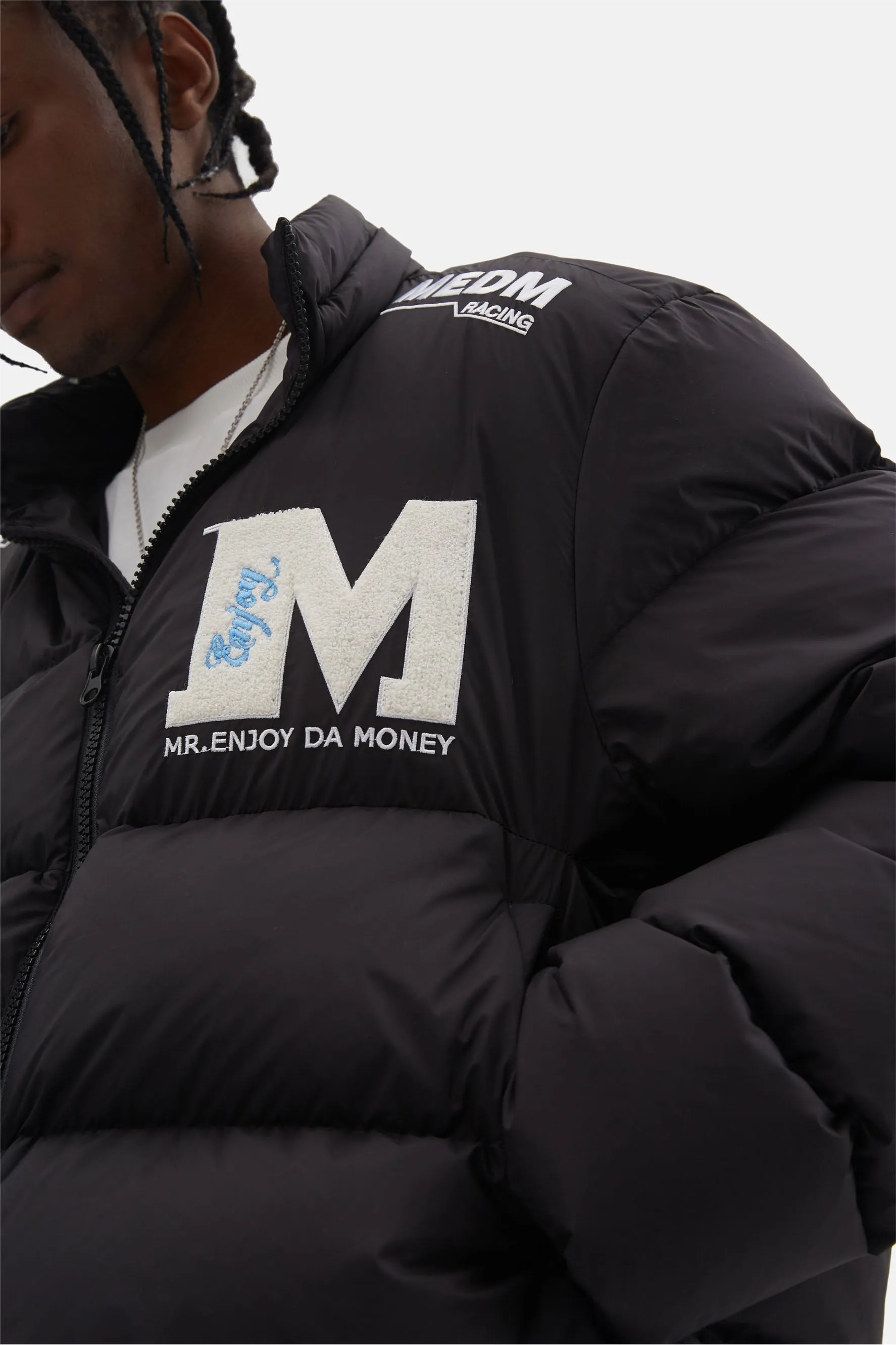 MEDM EMBROIDERED LOGO PUFFER JACKET