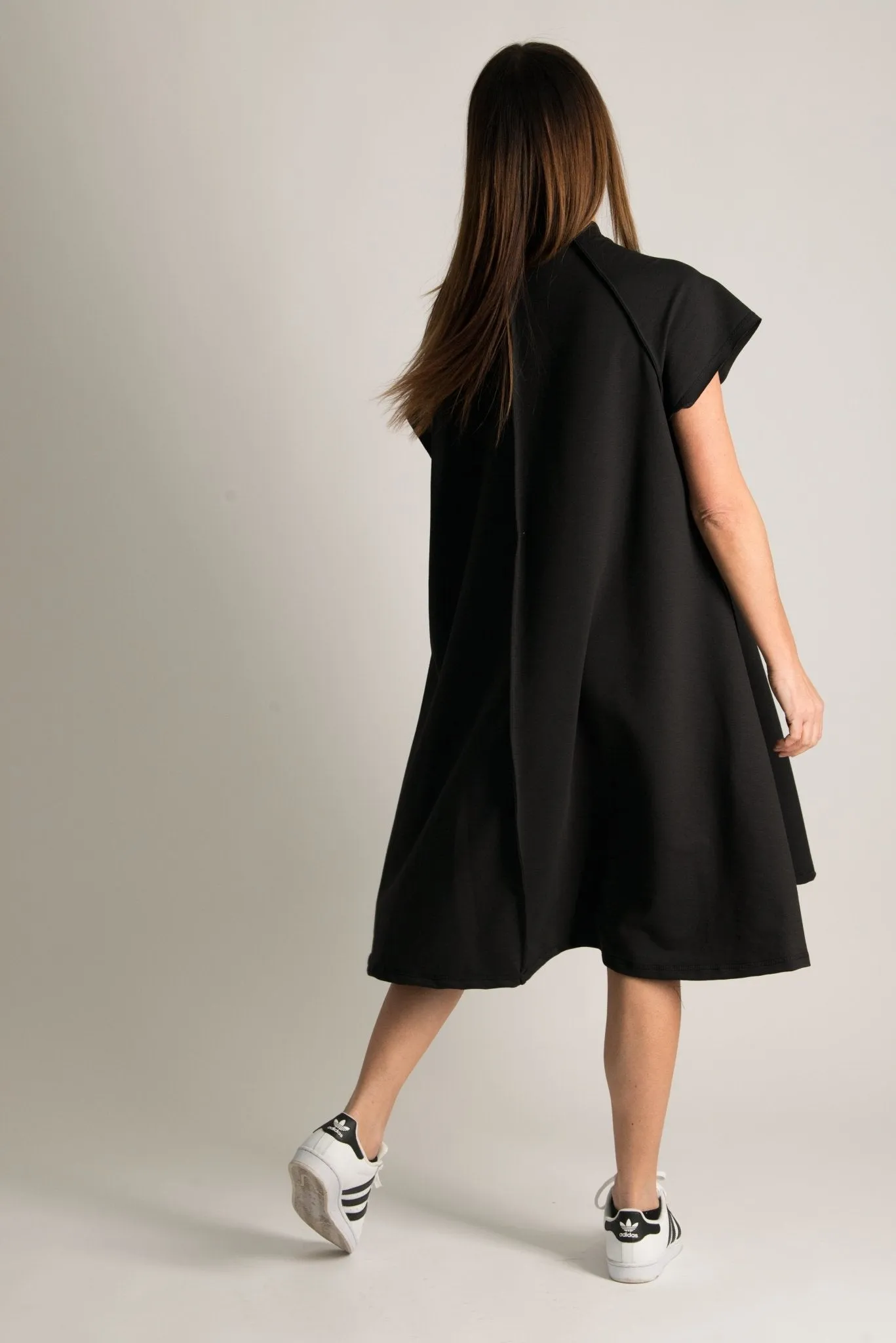 MELISA Midi Black African Woman Print Dress