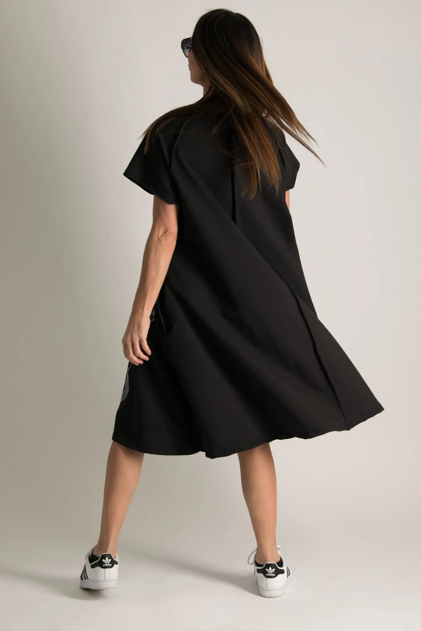MELISA Midi Black African Woman Print Dress