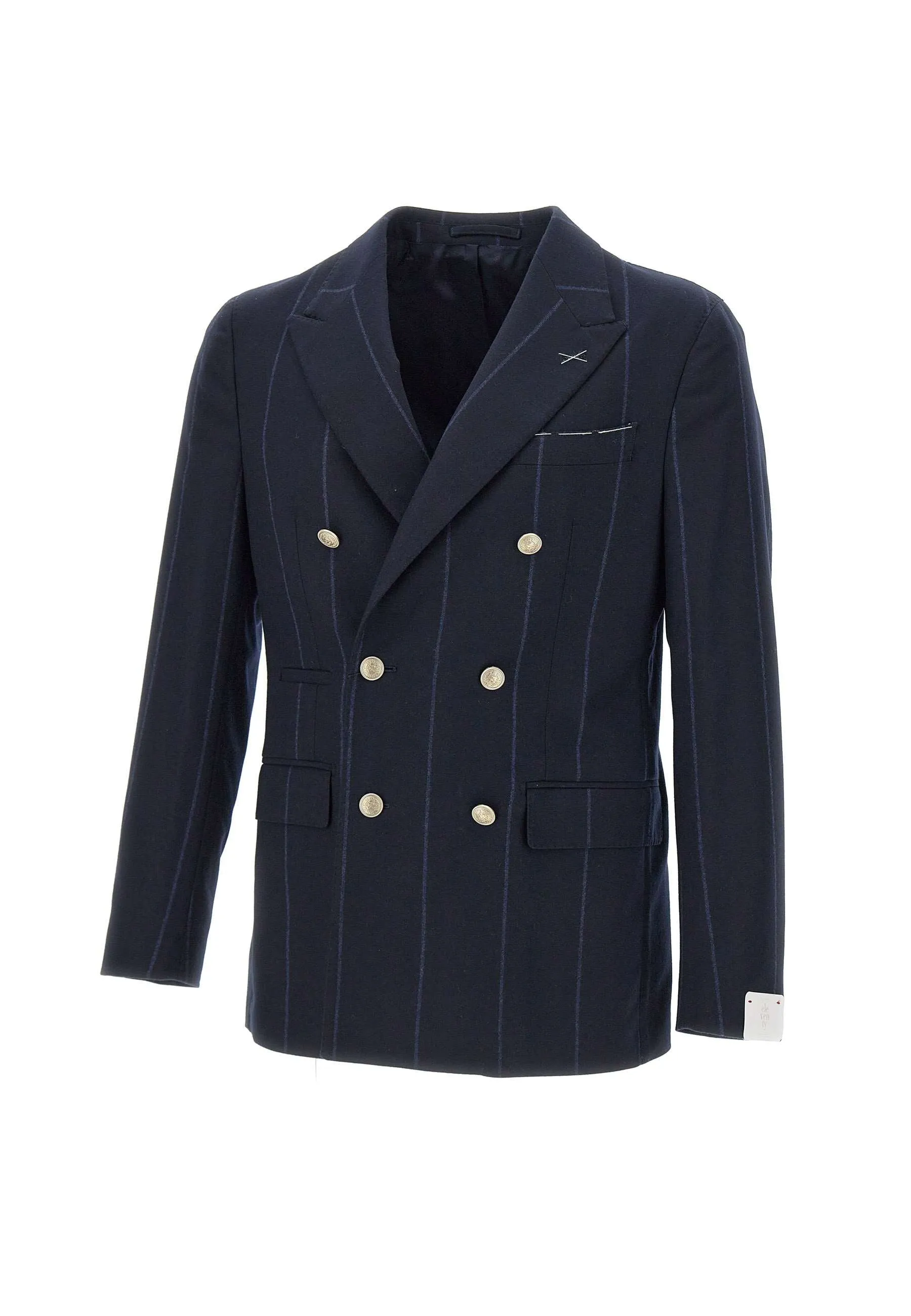Men's Blue Wool Blazer with Stripes