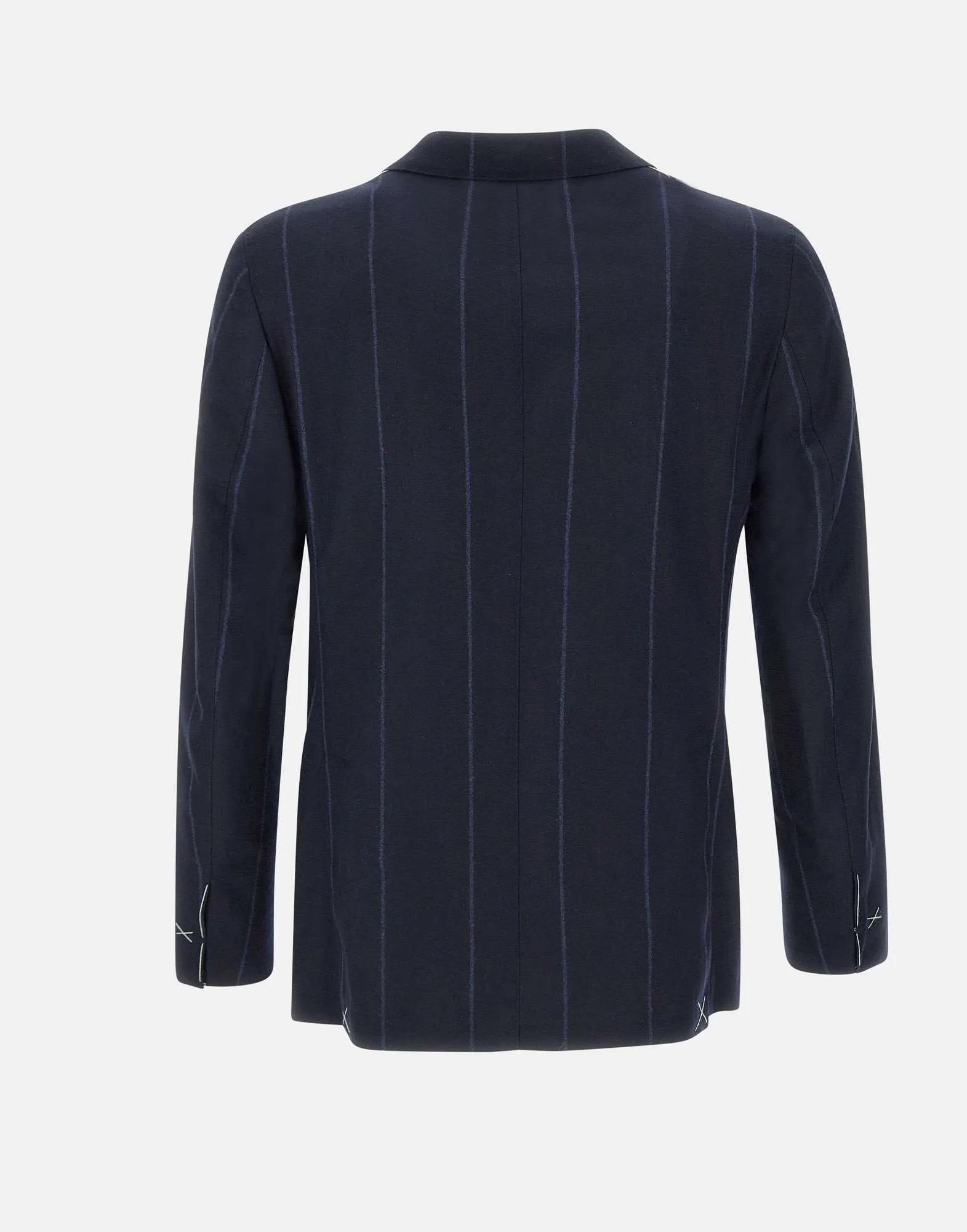 Men's Blue Wool Blazer with Stripes