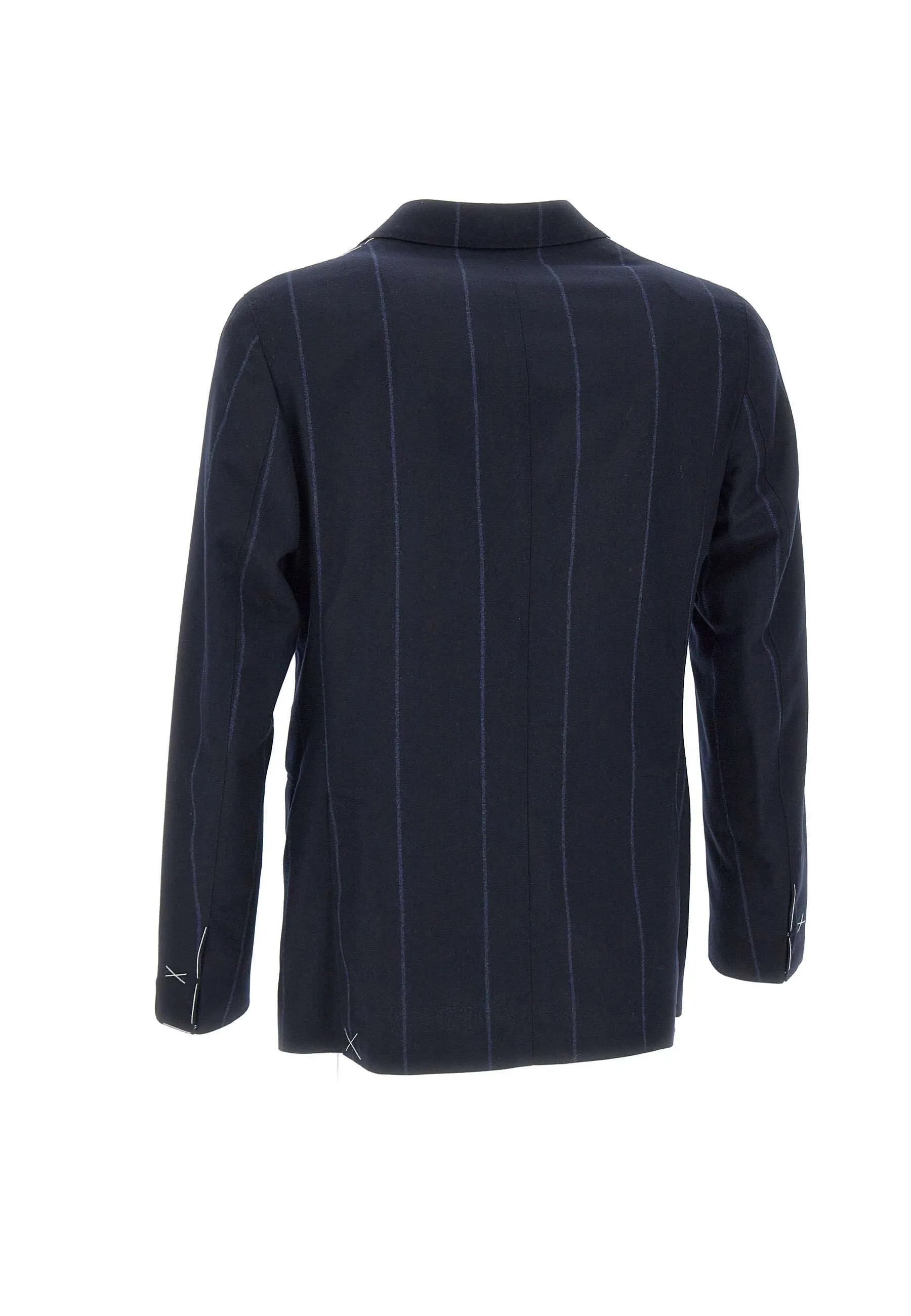 Men's Blue Wool Blazer with Stripes