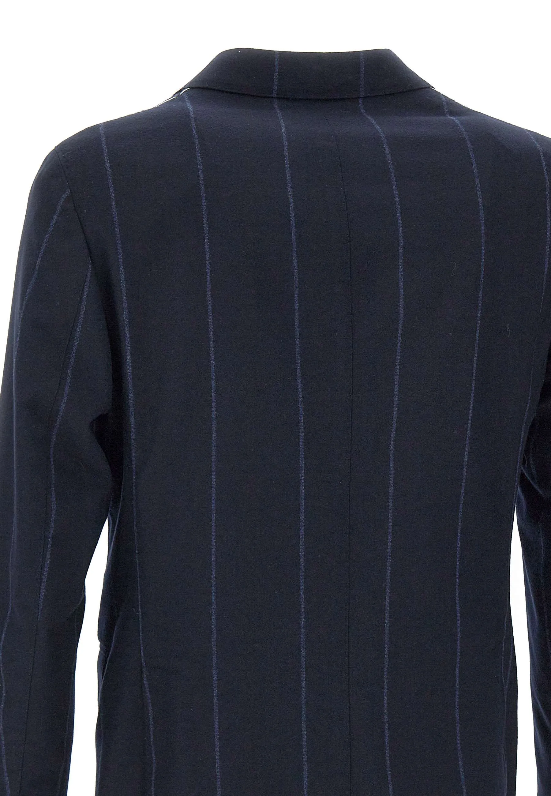 Men's Blue Wool Blazer with Stripes