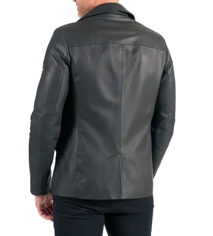 Mens Carson Front Button Genuine Lambskin Leather Blazer