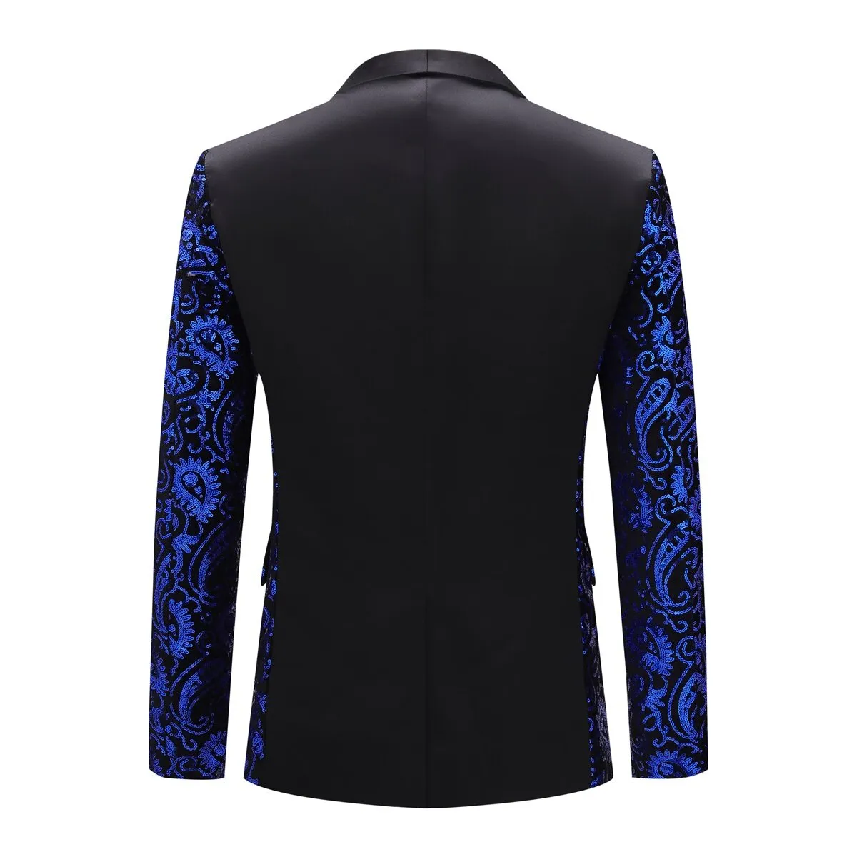 Men's Floral Sequined Single-Breasted Blazer Blue