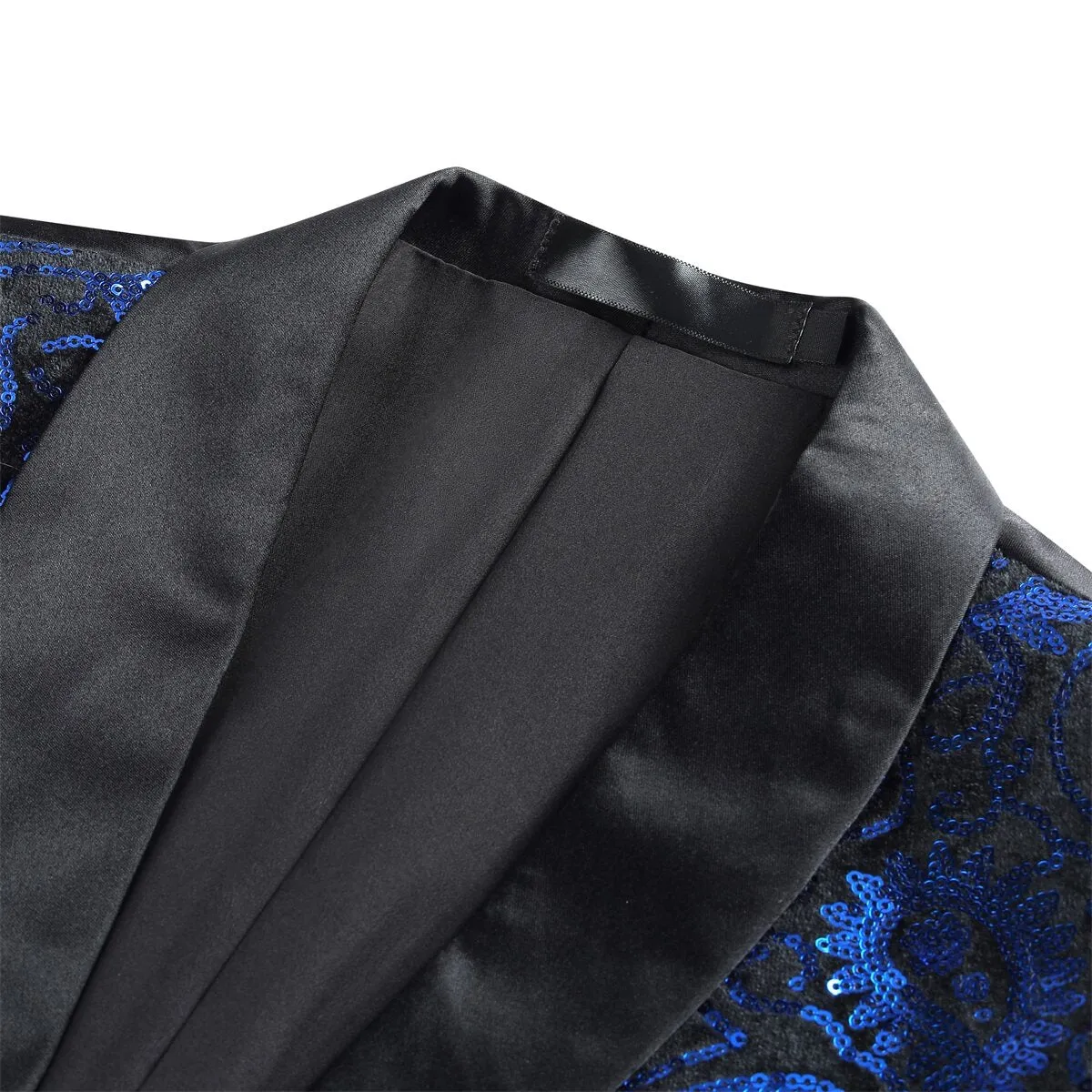 Men's Floral Sequined Single-Breasted Blazer Blue