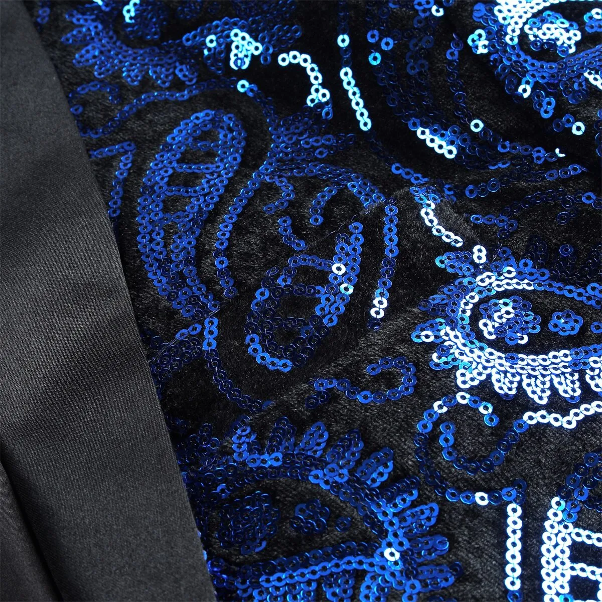 Men's Floral Sequined Single-Breasted Blazer Blue