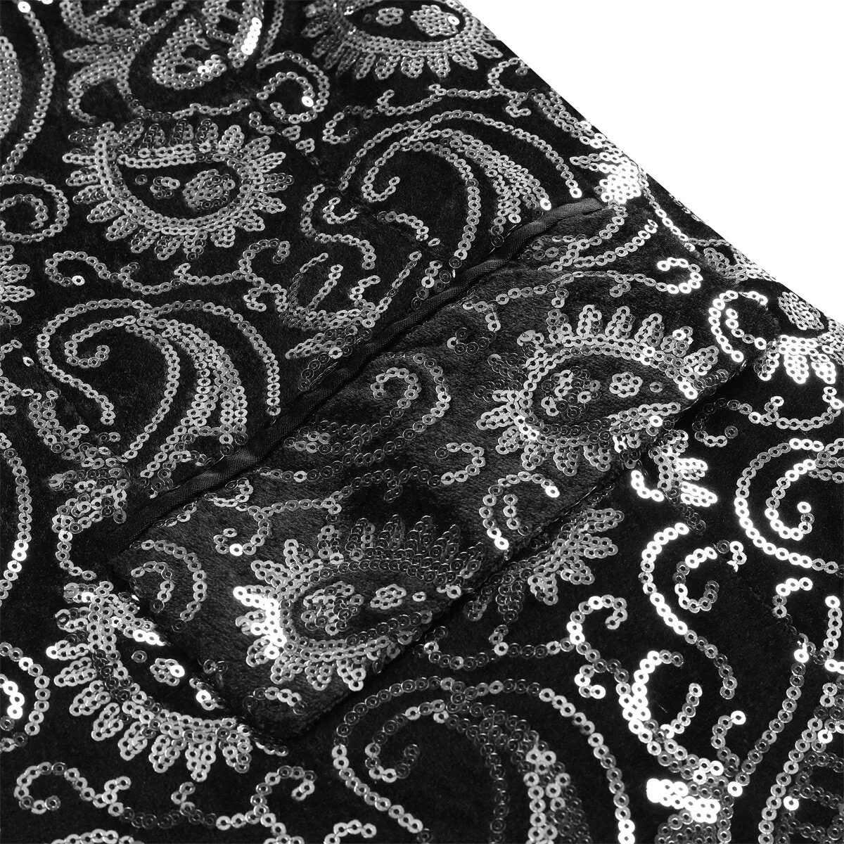 Men's Floral Sequined Single-Breasted Blazer Silver