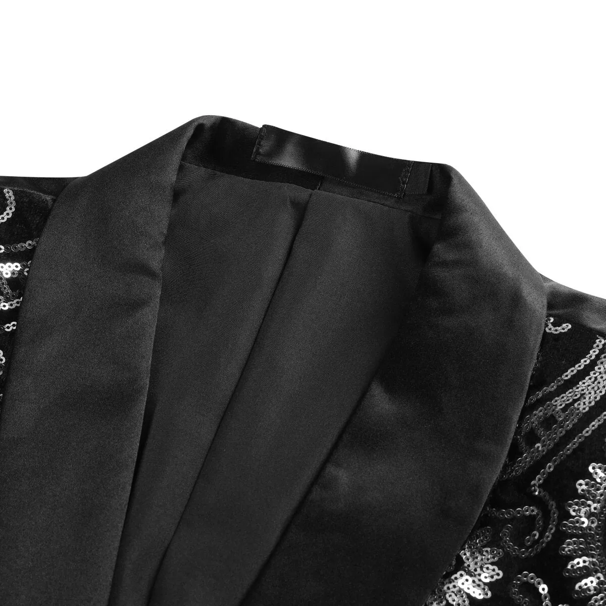 Men's Floral Sequined Single-Breasted Blazer Silver