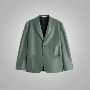 Men's Grey Soft Goatskin Leather Blazer