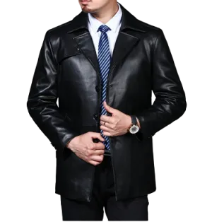 Mens Mateo Front Button Genuine Lambskin Leather Blazer