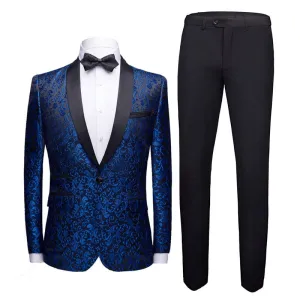 Men’s Paisley Floral Slim Fit Tuxedo Jacket and Pants Set