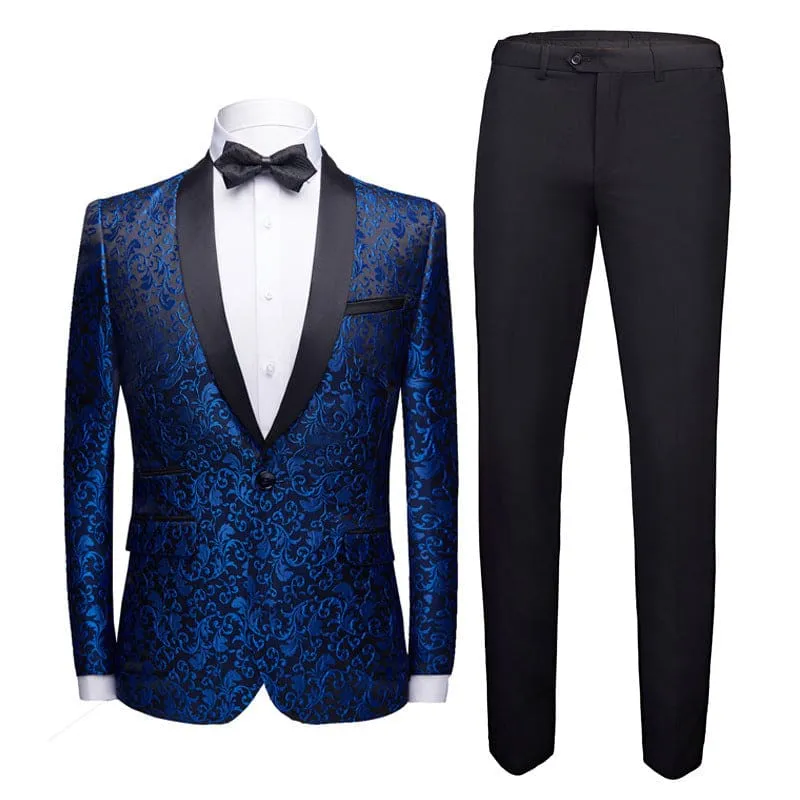 Men’s Paisley Floral Slim Fit Tuxedo Jacket and Pants Set