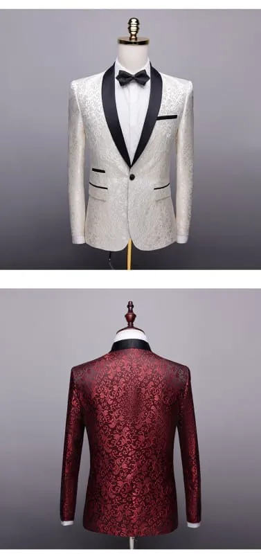 Men’s Paisley Floral Slim Fit Tuxedo Jacket and Pants Set