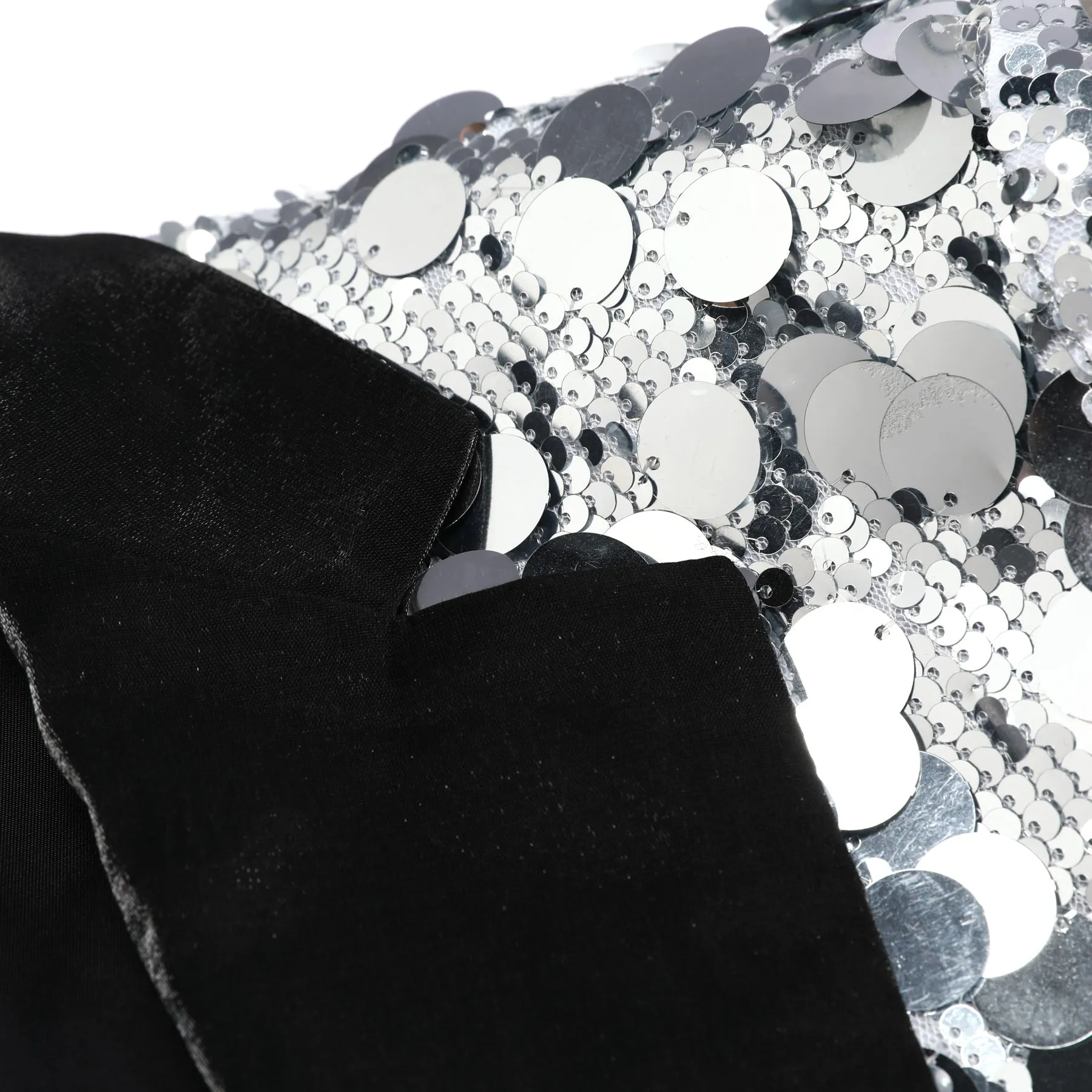 Men's Sequined Single-Button Jacket Silver
