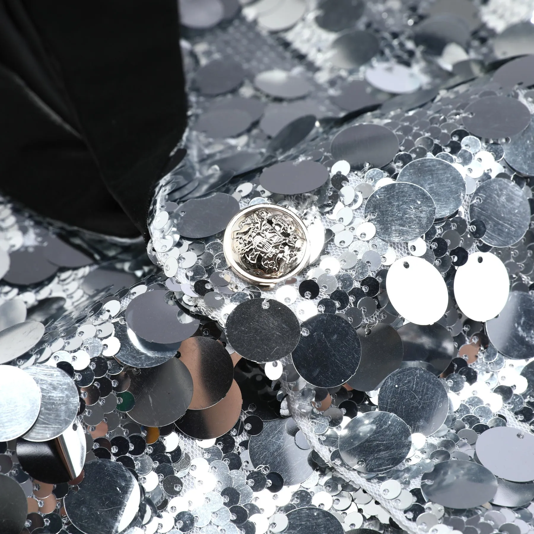 Men's Sequined Single-Button Jacket Silver