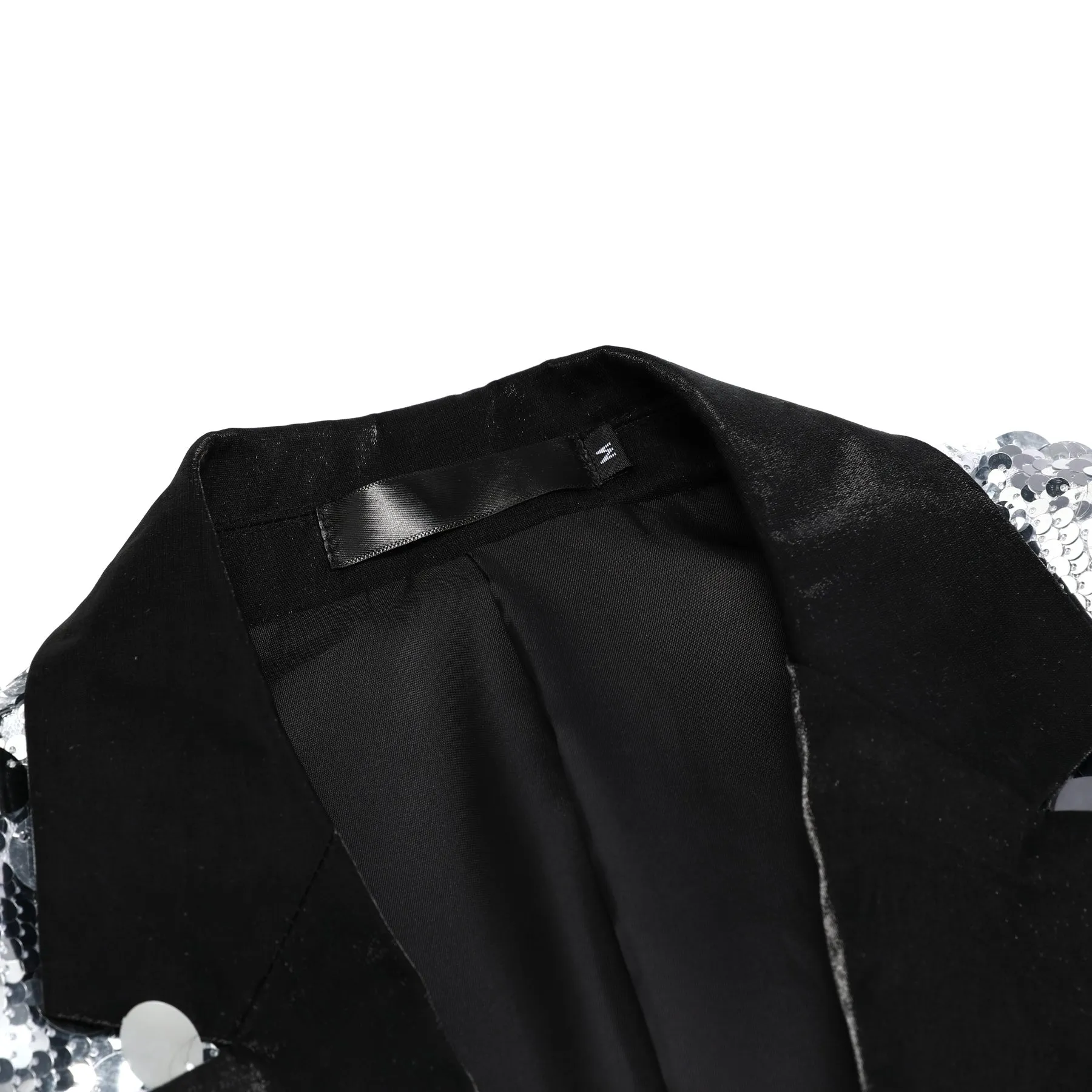 Men's Sequined Single-Button Jacket Silver