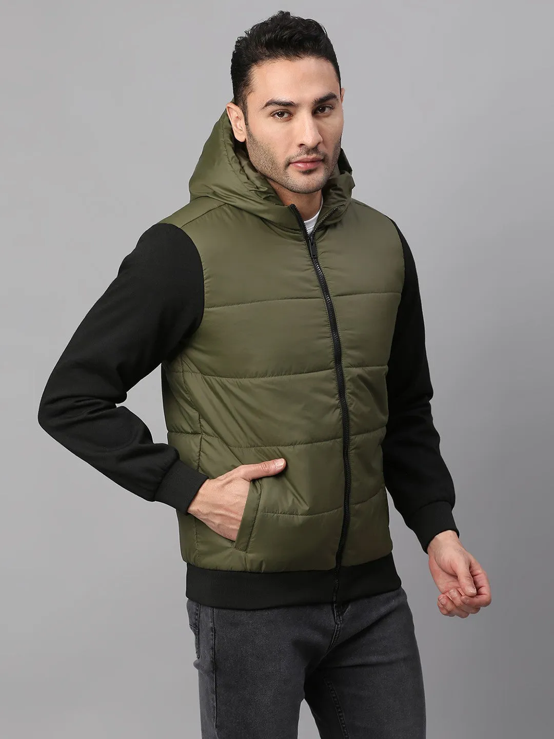 Mens Sleeveless Jacket - Lightweight Casual Winterwear  (Olive)
