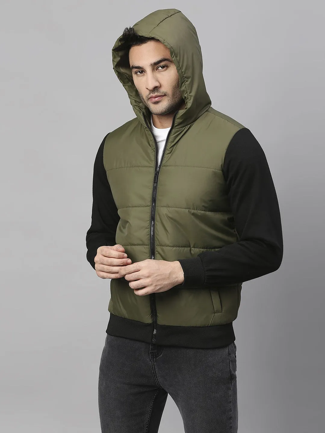 Mens Sleeveless Jacket - Lightweight Casual Winterwear  (Olive)