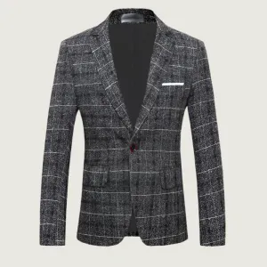 Men’s Slim Fit Plaid Blazer – Stylish Casual Suit Jacket
