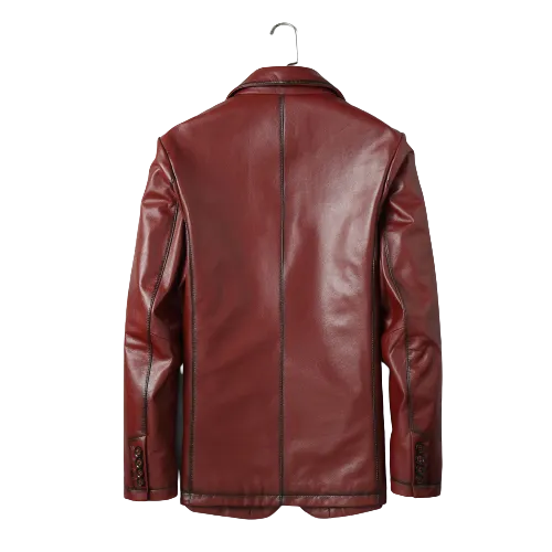 Mens Zyair Front Button Genuine Lambskin Leather Blazer