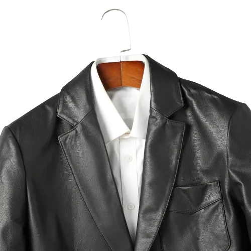Mens Zyair Front Button Genuine Lambskin Leather Blazer