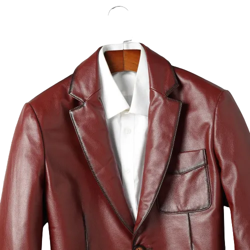 Mens Zyair Front Button Genuine Lambskin Leather Blazer