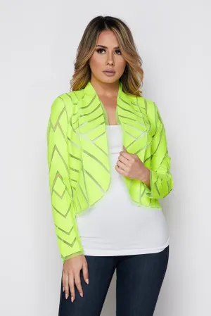 Mesh Leather Design Blazer