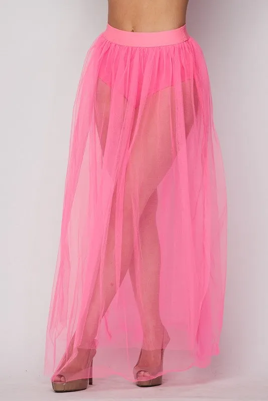 Mesh Pleated Skirt W/underwire