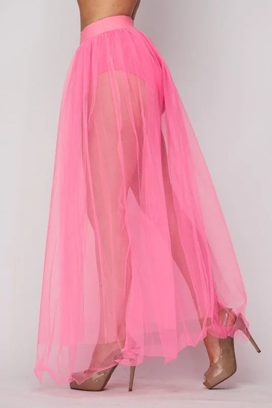 Mesh Pleated Skirt W/underwire