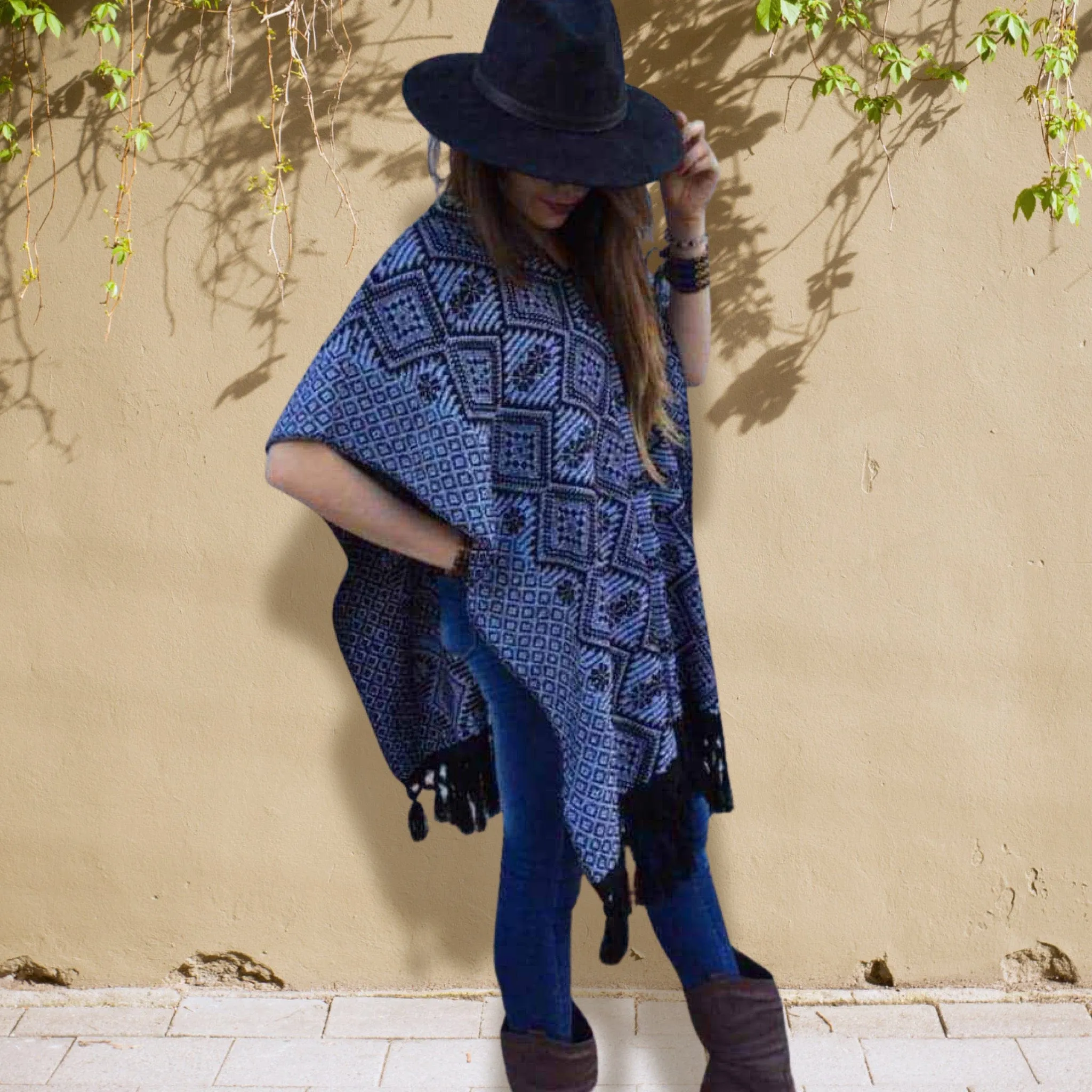 Mexican Poncho with Fringe