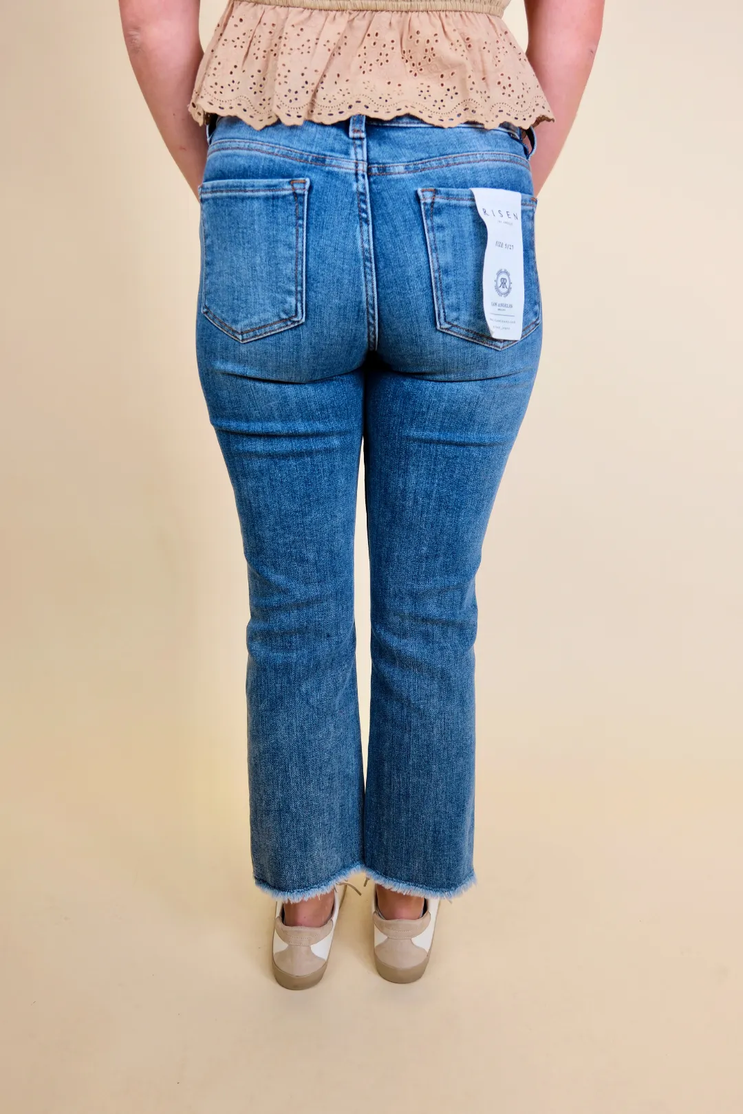 Mia Mid Rise Fray Hem Jeans