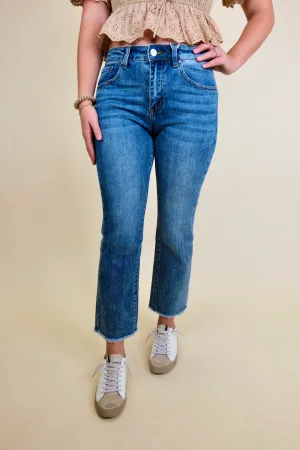 Mia Mid Rise Fray Hem Jeans