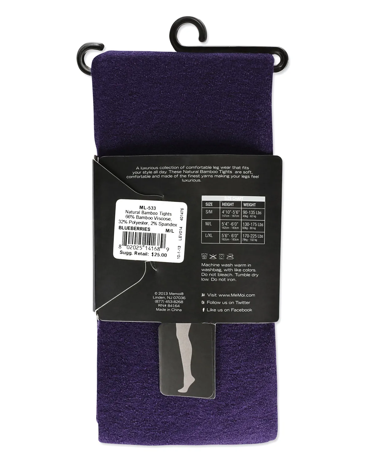 Natural Bamboo Blend Solid Color Opaque Tights