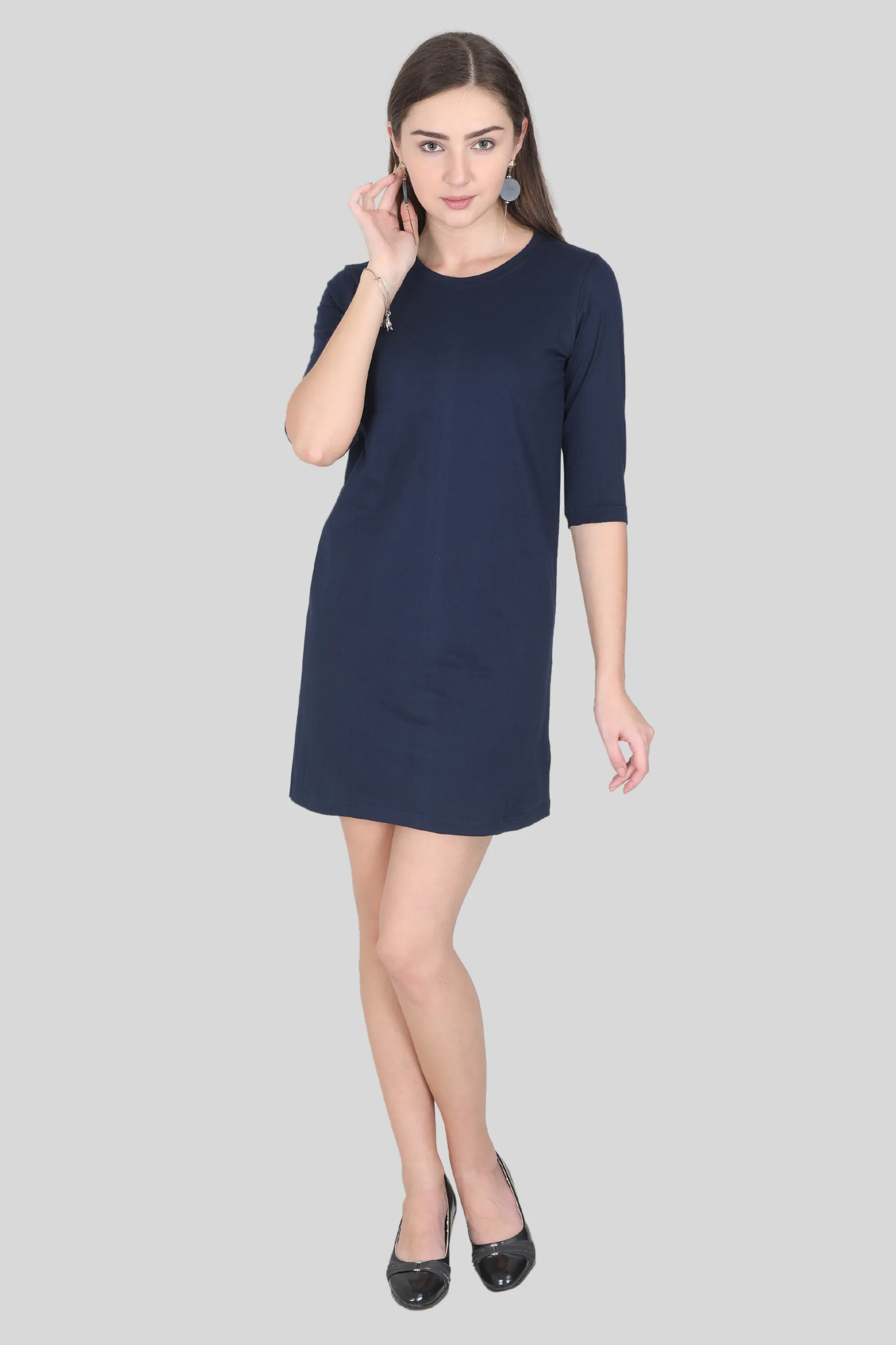 Navy Blue T-shirt Dress for women