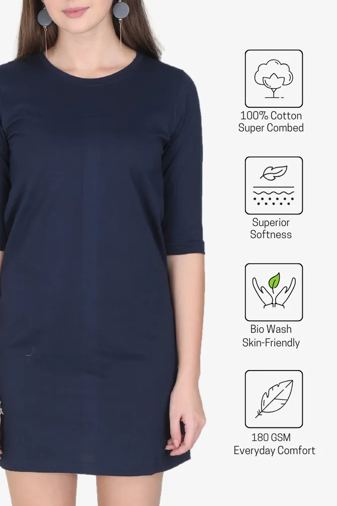 Navy Blue T-shirt Dress for women