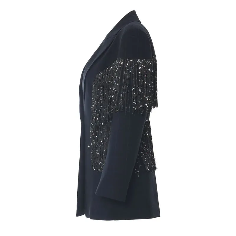 Navy Blue Tasseled Personalized Banquet Small Suit Jacket