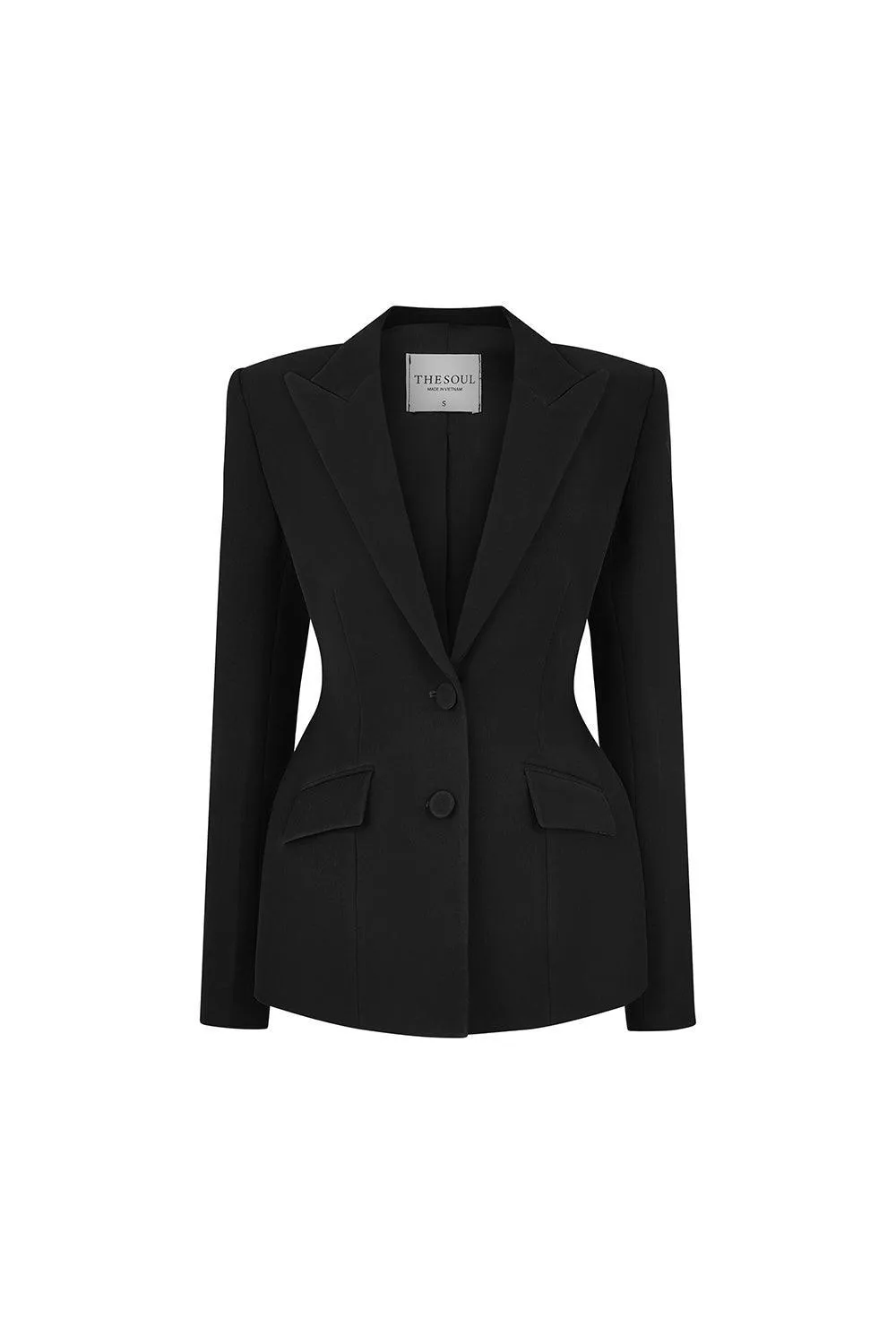 Noir A-line Long Sleeved Poly Silk Blazer