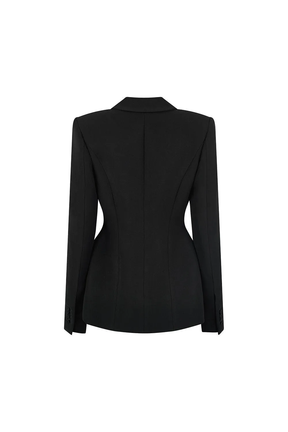 Noir A-line Long Sleeved Poly Silk Blazer