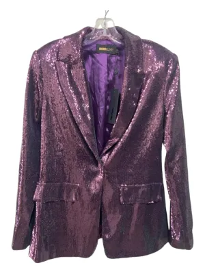 Nova Luxe Size Medium Mauve Purple Polyester Sequined Snap Closure Blazer Jacket