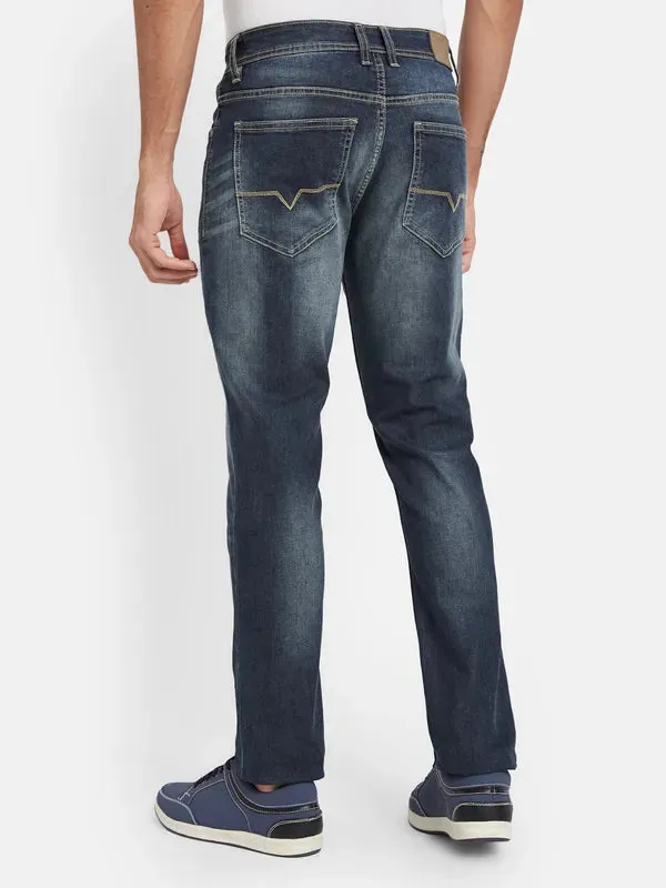 Octave Men Skinny Fit Mid-Rise Dark Shade Heavy Fade Cotton Clean Look Jeans
