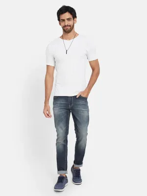 Octave Men Skinny Fit Mid-Rise Dark Shade Heavy Fade Cotton Clean Look Jeans