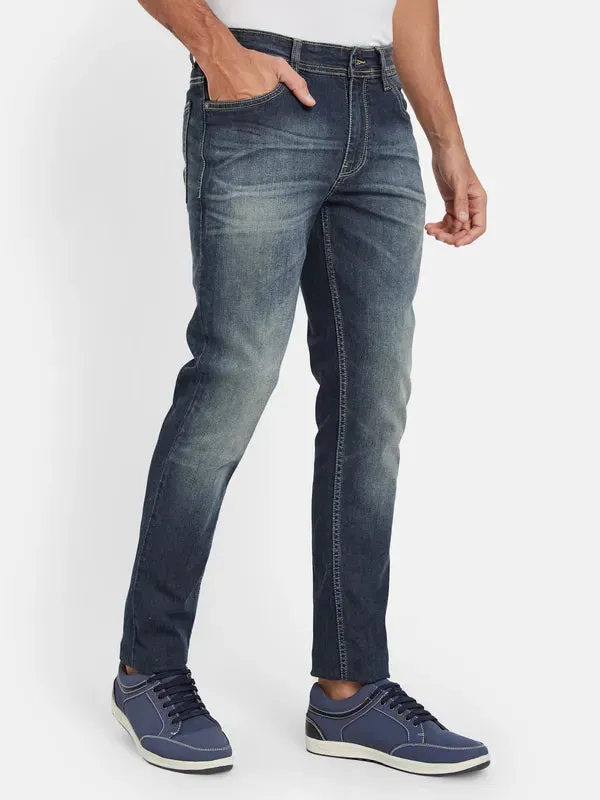 Octave Men Skinny Fit Mid-Rise Dark Shade Heavy Fade Cotton Clean Look Jeans