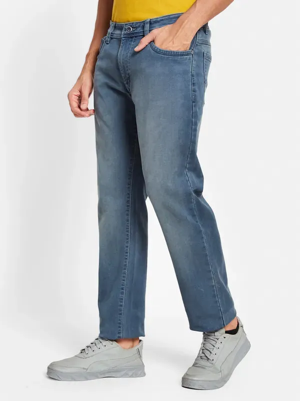 Octave Men Straight Fit Mid-Rise Heavy Fade Cotton Jeans
