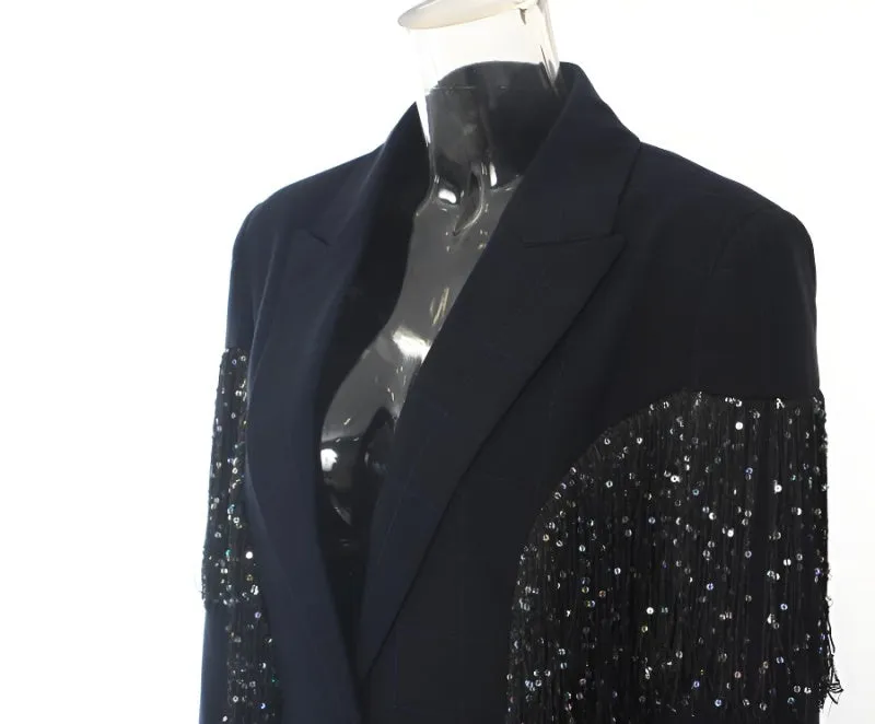 Only One Way Tassel Sequin Blazer
