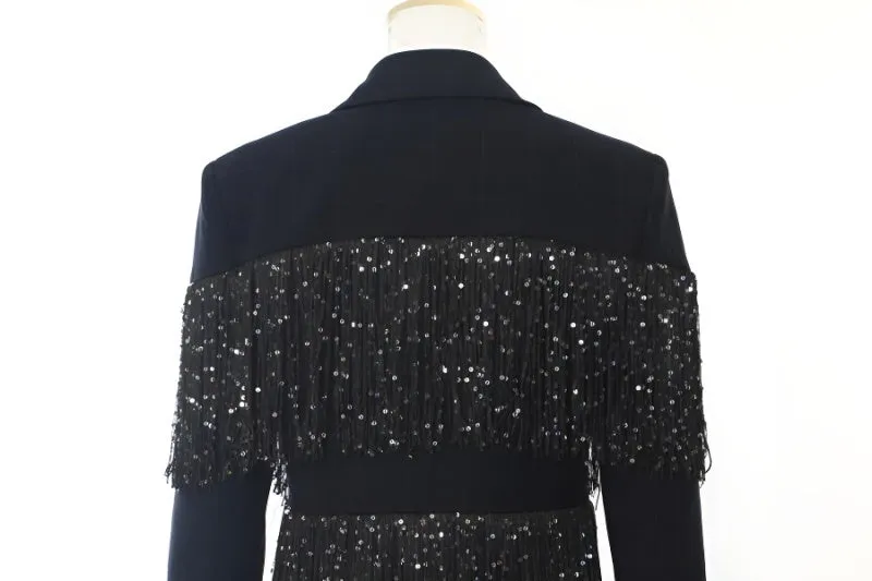 Only One Way Tassel Sequin Blazer